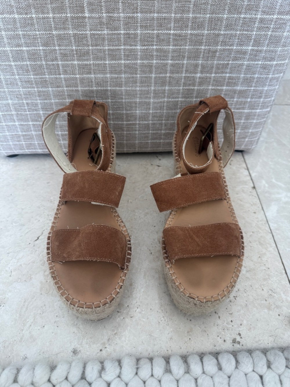 Soludos Tan Suede Espadrille Wedge Sandals